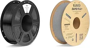 Elegoo PLA+ Filament Black 1KG & Rapid PLA Plus Filament Gray 1KG