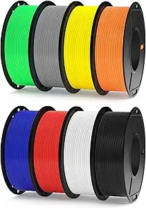 Elegoo ELEGOO 250g PLA 3D Printer Filament Bundle, 8 Colors Dimensional Accuracy +/-, 8 Pack 250g Spool for Most FDM 3D Printer, Black/White/Red/Dark Blue/Gray/Yellow/Orange/Neon Green