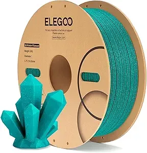 Elegoo ELEGOO PLA Filament Sparkle Turquoise 1KG, Glitter Twinkling 3D Printer Filament Dimensional Accuracy +/-, 1kg Spool(2.2lbs) Fits for Most FDM 3D Printers