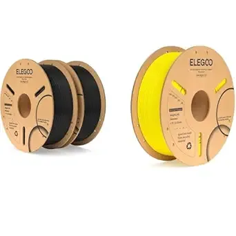 Elegoo PLA Filament Black 2KG & PLA Plus Filament Yellow 1KG