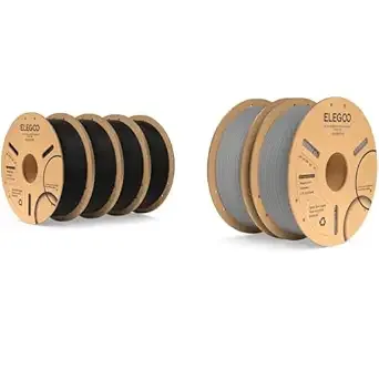 Elegoo PLA Filament Black 4KG & PLA Plus Filament Gray 2KG