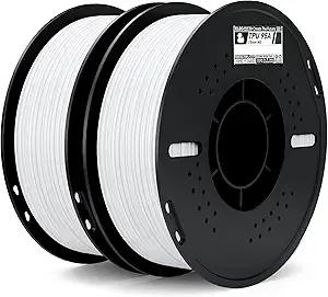 Elegoo ELEGOO TPU Filament White 2KG, 95A Flexible Soft 3D Printing Filament 2pcs 1KG Spool(2.2lbs) Fits for Most FDM 3D Printers