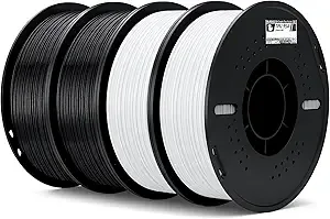 Elegoo ELEGOO TPU Filament Black & White 4KG, 95A Flexible Soft 3D Printing Filament 4pcs 1KG Spool(2.2lbs) Fits for Most FDM 3D Printers