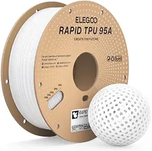 Elegoo ELEGOO Rapid TPU Filament White 1KG, High Speed 95A TPU Flexible Soft 3D Printing Filament, 1KG Spool(2.2lbs) Fit for Most FDM 3D Printers