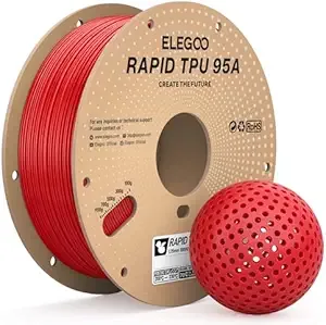 Elegoo ELEGOO Rapid TPU Filament Red 1KG, High Speed 95A TPU Flexible Soft 3D Printing Filament, 1KG Spool(2.2lbs) Fit for Most FDM 3D Printers