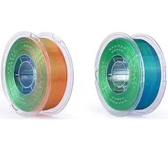 Elegoo Silk PLA Filament Triple Colors Blue Green Orange & Silk PLA Filament Dual Color Blue Green 1KG