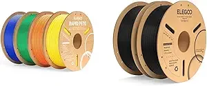 Elegoo Rapid PETG Filament Bundle 4KG & PLA Plus Filament Black 2KG