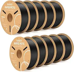 Elegoo ELEGOO Rapid PETG Filament Black 10KG, High Speed/s 3D Printer Filament Dimensional Accuracy +/-, 10 Pack 1kg Cardboard Spool(2.2lbs) Fits for Most FDM 3D Printers