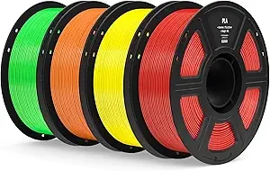 Elegoo ELEGOO PLA Filament Bundle 4KG, 3D Printer Filament Dimensional Accuracy +/-, 4pcs 1kg Spool(2.2lbs) Fit Most FDM 3D Printers (True Red, Yellow, Orange, Neon Green)
