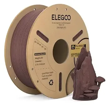 Elegoo ELEGOO PLA Filament Walnut Wood 1KG, Real Wood Flour Added 3D Printer Filament, 1kg Spool(2.2lbs) Fits for Most FDM 3D Printers