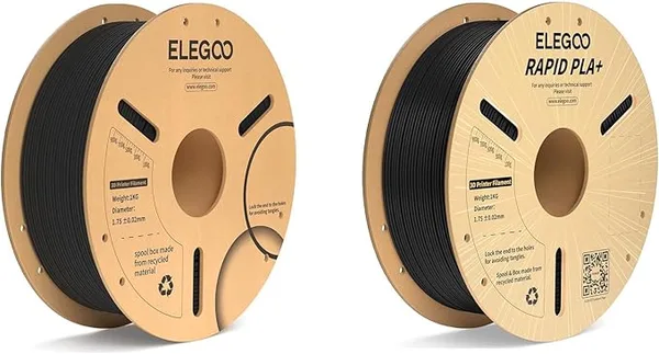 Elegoo ELEGOO Carbon Fiber PLA Filament Black 1KG & Rapid PLA+ Filament Black 1KG