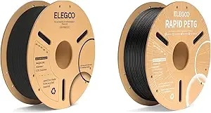 Elegoo Carbon Fiber PLA Filament Black 1KG & Rapid PETG Filament Black 1KG