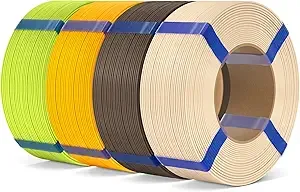 Elegoo ELEGOO PLA Basic Refill Filament Bundle 4KG, 3D Printer Filament No Spool for Reusable Spool Refilling, 4pcs 1kg Spool(2.2lbs) Sunflower Yellow/Apple Green/Beige/Cocoa Brown