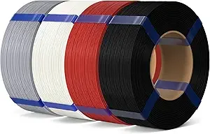 Elegoo ELEGOO PLA Basic Refill Filament Bundle 4KG, 3D Printer Filament No Spool for Reusable Spool Refilling Dimensional Accuracy +/-, 4pcs 1kg Spool(2.2lbs) Black, White, Grey, Red