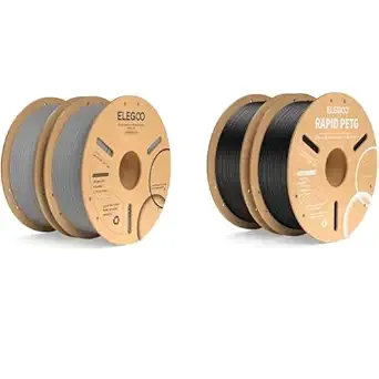 Elegoo ELEGOO PLA Plus Filament Gray 2KG & Rapid PETG Filament Black 2KG