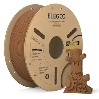 Elegoo ELEGOO PLA Filament Teak Wood 1KG, Real Wood Flour Added 3D Printer Filament, 1kg Spool(2.2lbs) Fits for Most FDM 3D Printers