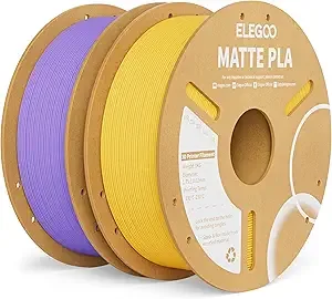 Elegoo ELEGOO Matte PLA Filament Lavender Purple & Sunshine Yellow 2KG 3D Printer Filament Dimensional Accuracy +/-, 2pcs 1kg Carboard Spool (2.2lbs) Fits for Most FDM 3D Printers