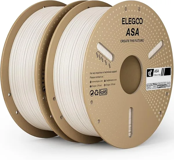 Elegoo ELEGOO ASA Filament Warm White 2KG, UV & Weather Resistant 3D Printer Filament for Outdoor Functional Parts, High Impact Strength Engineering Grad 1kg Spool (2.2lbs) Fit for FDM Printers