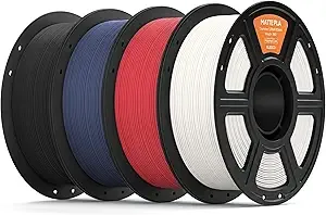 Elegoo ELEGOO Matte PLA Filament Bundle 4KG, 3D Printer Filament High Precision, 4pcs 1kg Spool (2.2lbs) Fits for Most FDM 3D Printers Black/White/Ruby Red/Navy Blue