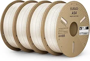 Elegoo ELEGOO ASA Filament Warm White 4KG, UV & Weather Resistant 3D Printer Filament Bundle for Outdoor Functional Parts, High Impact Strength Engineering Grad 1kg Spool (2.2lbs) Fit for FDM Printers