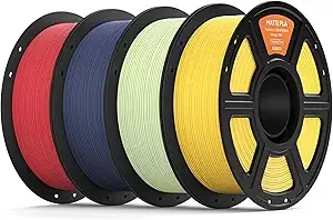 Elegoo ELEGOO Matte PLA Filament Bundle 4KG, 3D Printer Filament High Precision, 4pcs 1kg Spool (2.2lbs) Fits for Most FDM 3D Printers Navy Blue/Ruby Red/Mint Green/Sunshine Yellow