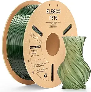 Elegoo ELEGOO PETG Filament Transparent Olive Green 1KG, Translucent 3D Printer Filament High Precision, Strong & Durable 1kg Spool(2.2lbs) Fits for Most FDM 3D Printers