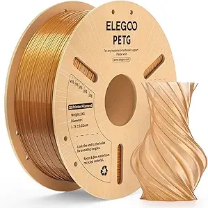 Elegoo ELEGOO PETG Filament Transparent Amber 1KG, Translucent 3D Printer Filament High Precision, Strong & Durable 1kg Spool(2.2lbs) Fits for Most FDM 3D Printers