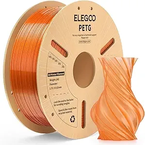 Elegoo ELEGOO PETG Filament Transparent Orange 1KG, Translucent 3D Printer Filament High Precision, Strong & Durable 1kg Spool(2.2lbs) Fits for Most FDM 3D Printers