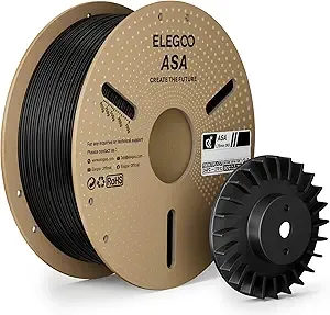Elegoo ELEGOO ASA Filament Deep Black 1KG, UV & Weather Resistant 3D Printer Filament for Outdoor Functional Parts, High Impact Strength Engineering Grad 1kg Spool (2.2lbs) Fit for FDM Printers