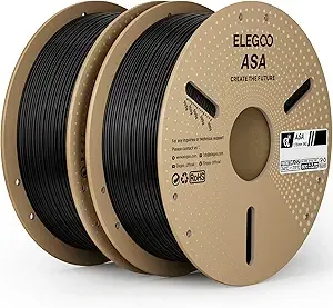 Elegoo ELEGOO ASA Filament Deep Black 2KG, UV & Weather Resistant 3D Printer Filament for Outdoor Functional Parts, High Impact Strength Engineering Grad 1kg Spool (2.2lbs) Fit for FDM Printers