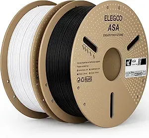 Elegoo ELEGOO ASA Filament Deep Black & Warm White 2KG, UV & Weather Resistant 3D Printer Filament for Outdoor Parts, High Impact Strength Engineering Grad 1kg Spool (2.2lbs) Fit for FDM Printer