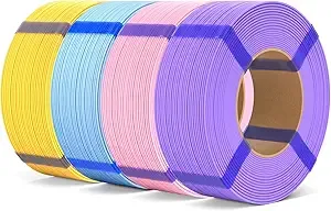 Elegoo ELEGOO Matte PLA Refill Filament Bundle 4KG, 3D Printer Filament No Spool 3D Printing PLA for Reusable Spool Refilling Sunshine Yellow/Ice Blue/Sakura Pink/Lavender Purple
