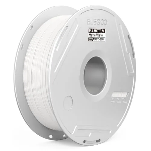 Elegoo ELEGOO Matte PLA 3D Printer Filament with Reusable Spool， Printing Filament White 1 kg, Dimensional Accuracy +/-, Compatible with Most 3D Printers