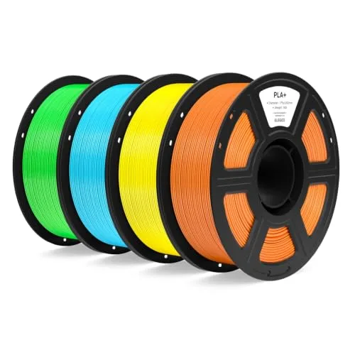 Elegoo ELEGOO PLA+ Filament Bundle, High Toughness PLA Plus 3D Printer Filament Dimensional Accuracy +/-, 4pcs 1kg Spool(2.2lbs) Fits for Most FDM 3D Printes Orange/Yellow/Neon Green/Sky Blue