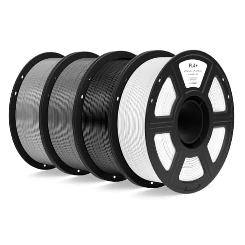 Elegoo ELEGOO PLA+ Filament Bundle, High Toughness PLA Plus 3D Printer Filament Dimensional Accuracy +/-, 4pcs 1kg Spool(2.2lbs) Fits for Most FDM 3D Printes Black/White/Grey/Space Grey