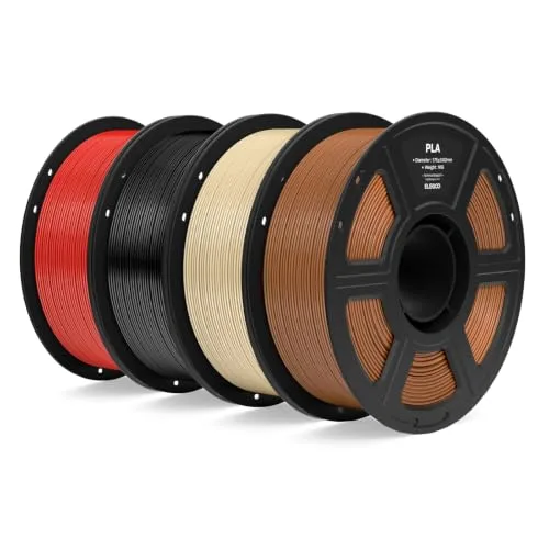 Elegoo ELEGOO PLA Filament Bundle 4KG, 3D Printer Filament Dimensional Accuracy +/-, 4pcs 1kg Spool(2.2lbs) Fit Most FDM 3D Printers(Brown/Beige/Black/Red)