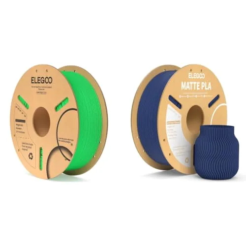 Elegoo ELEGOO PLA Filament Neon Green 1KG & Matte PLA Navy Blue 1KG