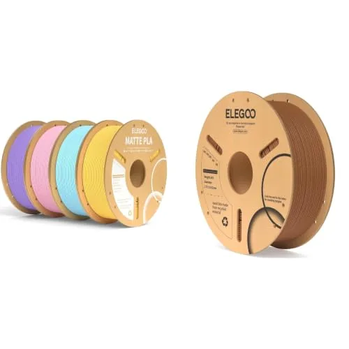 Elegoo ELEGOO Matte PLA Filament 4 Colors 4KG & PLA Filament Brown 1KG
