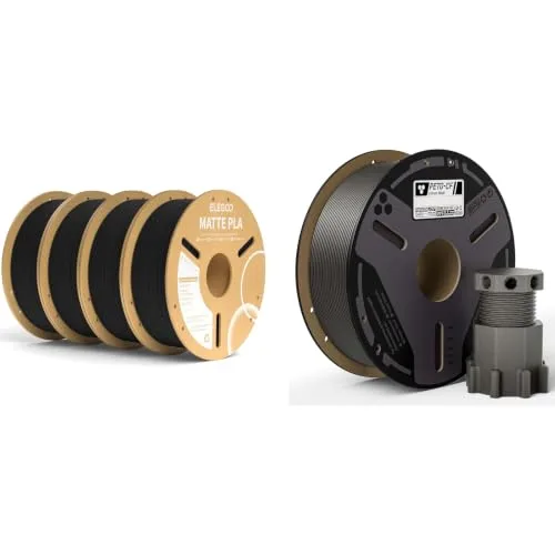 Elegoo ELEGOO Matte PLA Filament Matte Black 4KG & Carbon Fiber PETG Filament Gray 1KG
