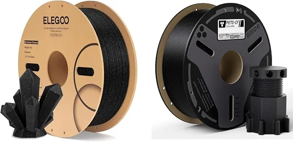 Elegoo ELEGOO PLA Filament Sparkle Black 1KG & Carbon Fiber PETG Filament Black 1KG