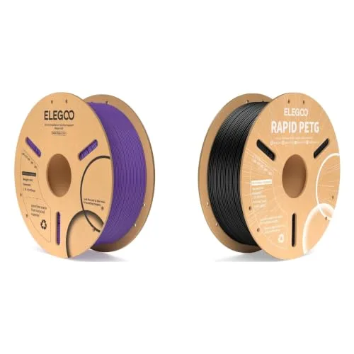 Elegoo ELEGOO PLA Filament Purple 1KG & Rapid PETG Filament Black 1KG