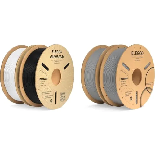 Elegoo ELEGOO Rapid PLA+ Filament Black&White 2KG & Gray PLA+ 2KG