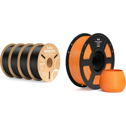Elegoo ELEGOO Rapid PETG Filament Black 4KG & PLA Filament Orange 1KG