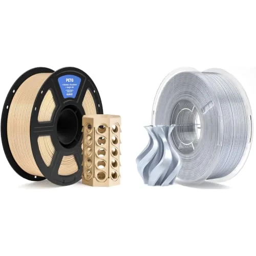 Elegoo ELEGOO PETG Filament Beige 1KG & Silk PLA Silver Grey 1KG