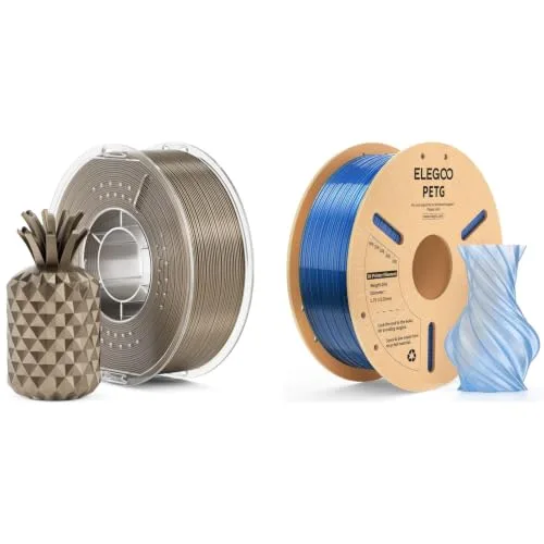 Elegoo ELEGOO Metallic PLA Filament Metallic Gold 1KG & PETG Filament Translucent Blue 1KG