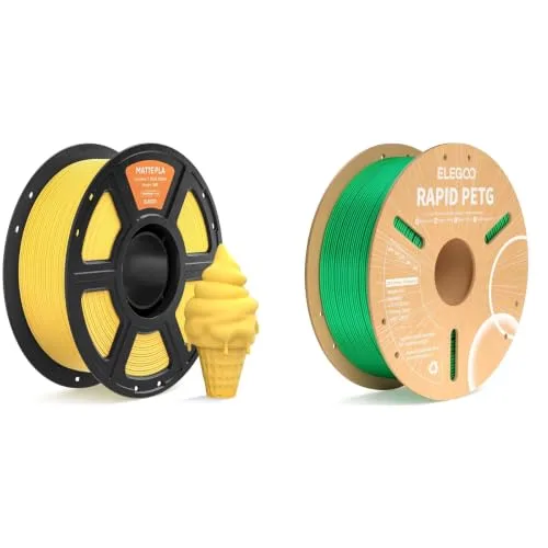 Elegoo ELEGOO Matte PLA Filament Sunshine Yellow 1KG & PETG Filament Green 1KG