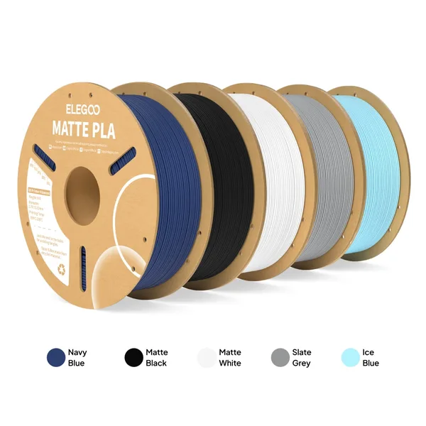 Elegoo PLA Matte 5-Color Filament Bundle (5 x 1kg) – Color Pack C