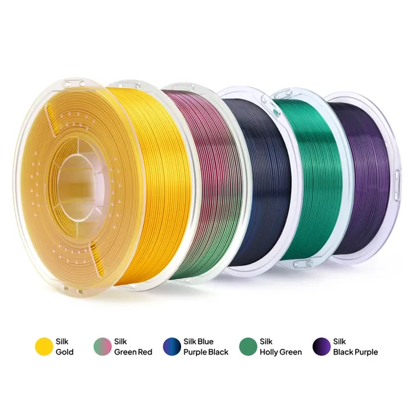 Elegoo PLA Silk 5-Color Filament Bundle (5 x 1kg) – Color Pack B