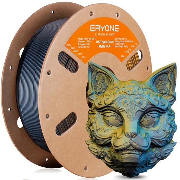 ERYONE (Bundle Sale) PLA Matte High-Speed Triple-Color Filament  ，1kg  (MOQ:10 Rolls,Mixable )