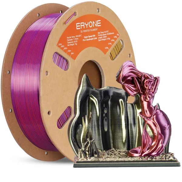 ERYONE 3D Printer Filament, PLA Silk High-Speed Quadruple Filament -± (1kg)